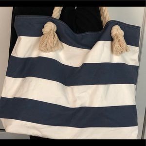 Blue and Cream Beach Bag